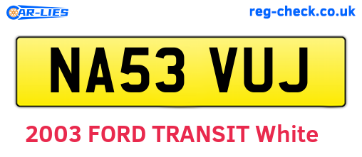 NA53VUJ are the vehicle registration plates.