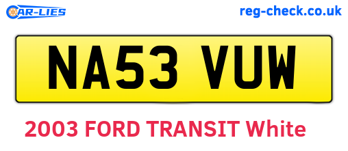 NA53VUW are the vehicle registration plates.