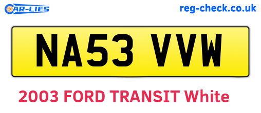 NA53VVW are the vehicle registration plates.