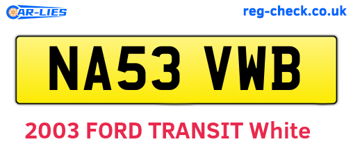 NA53VWB are the vehicle registration plates.