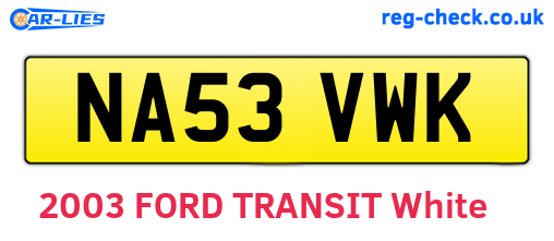 NA53VWK are the vehicle registration plates.