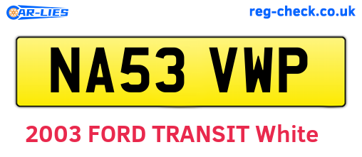 NA53VWP are the vehicle registration plates.