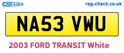 NA53VWU are the vehicle registration plates.