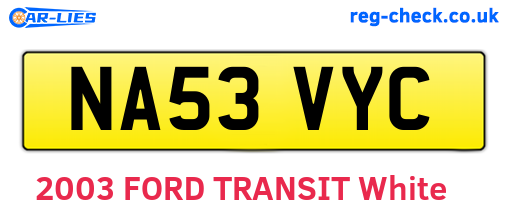 NA53VYC are the vehicle registration plates.