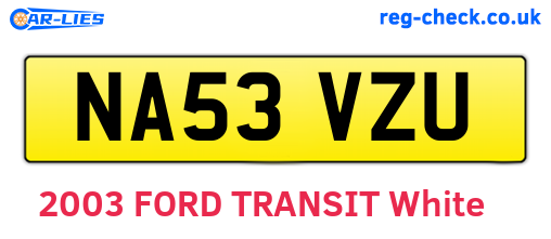 NA53VZU are the vehicle registration plates.