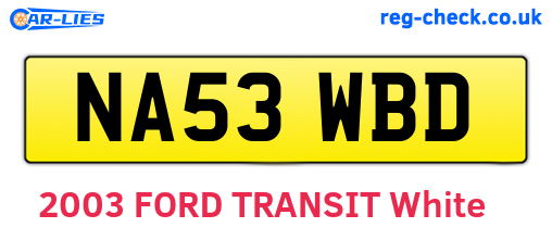 NA53WBD are the vehicle registration plates.