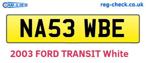 NA53WBE are the vehicle registration plates.
