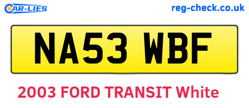 NA53WBF are the vehicle registration plates.