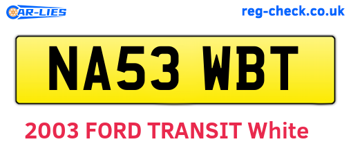 NA53WBT are the vehicle registration plates.