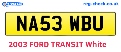 NA53WBU are the vehicle registration plates.