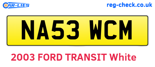 NA53WCM are the vehicle registration plates.