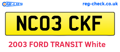 NC03CKF are the vehicle registration plates.