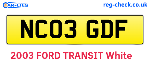 NC03GDF are the vehicle registration plates.