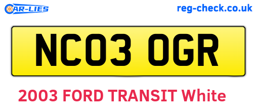NC03OGR are the vehicle registration plates.