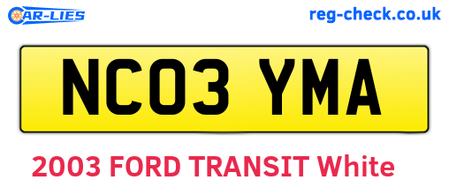 NC03YMA are the vehicle registration plates.