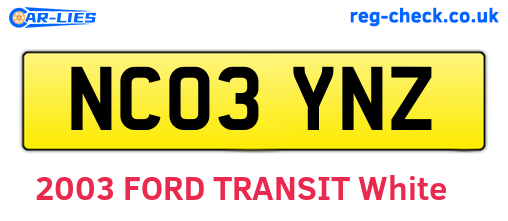 NC03YNZ are the vehicle registration plates.