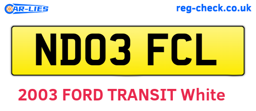 ND03FCL are the vehicle registration plates.