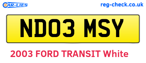 ND03MSY are the vehicle registration plates.
