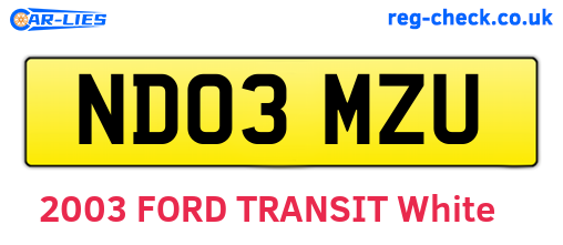 ND03MZU are the vehicle registration plates.