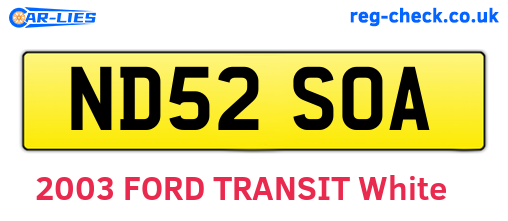 ND52SOA are the vehicle registration plates.