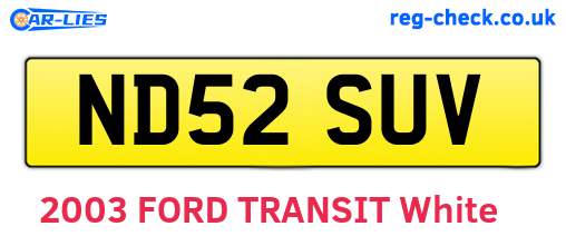 ND52SUV are the vehicle registration plates.