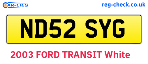 ND52SYG are the vehicle registration plates.
