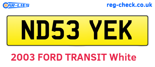ND53YEK are the vehicle registration plates.
