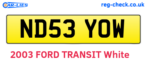 ND53YOW are the vehicle registration plates.