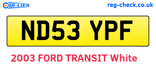 ND53YPF are the vehicle registration plates.
