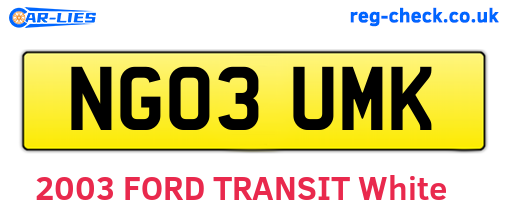 NG03UMK are the vehicle registration plates.