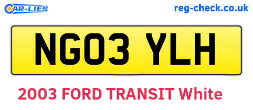 NG03YLH are the vehicle registration plates.