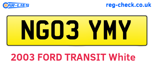 NG03YMY are the vehicle registration plates.