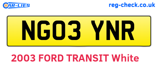 NG03YNR are the vehicle registration plates.