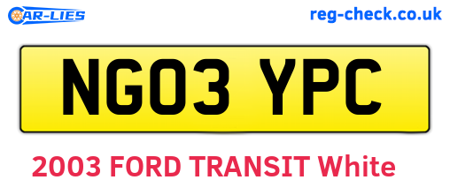 NG03YPC are the vehicle registration plates.