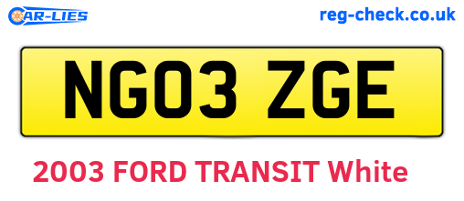 NG03ZGE are the vehicle registration plates.