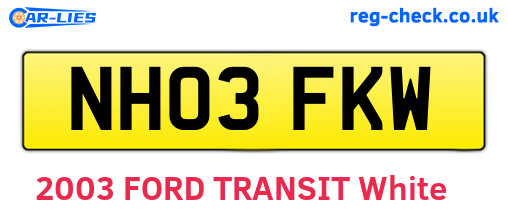 NH03FKW are the vehicle registration plates.