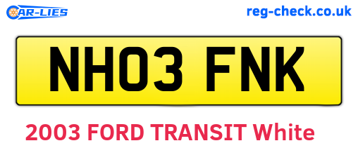NH03FNK are the vehicle registration plates.