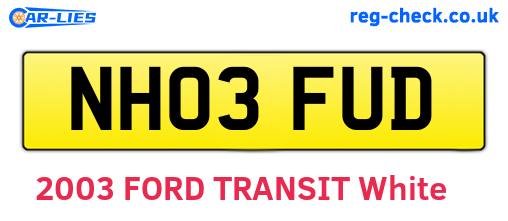 NH03FUD are the vehicle registration plates.