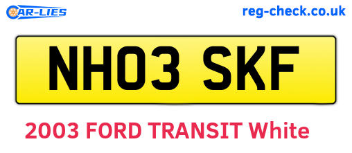 NH03SKF are the vehicle registration plates.