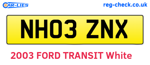 NH03ZNX are the vehicle registration plates.