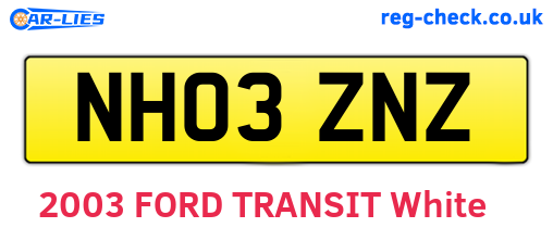 NH03ZNZ are the vehicle registration plates.