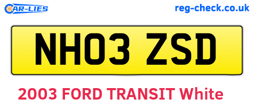 NH03ZSD are the vehicle registration plates.