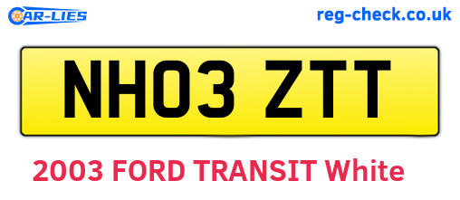 NH03ZTT are the vehicle registration plates.
