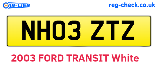 NH03ZTZ are the vehicle registration plates.