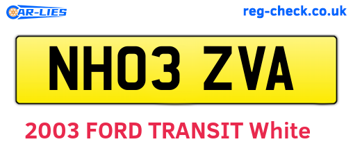 NH03ZVA are the vehicle registration plates.