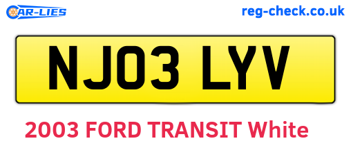NJ03LYV are the vehicle registration plates.