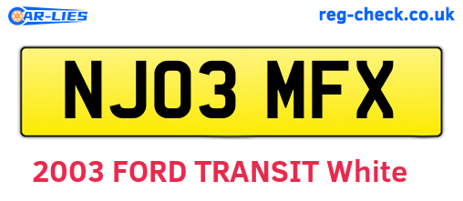 NJ03MFX are the vehicle registration plates.