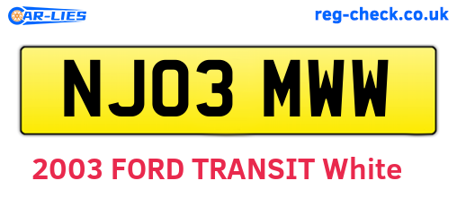 NJ03MWW are the vehicle registration plates.
