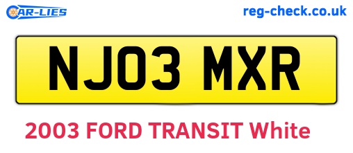 NJ03MXR are the vehicle registration plates.
