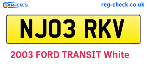 NJ03RKV are the vehicle registration plates.